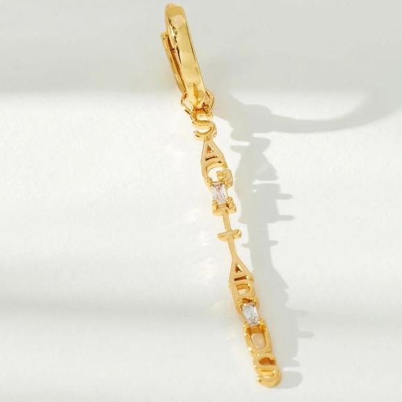 NWT Anthropologie Crystal Zodiac Charm Huge Earrings Sagittarius - Picture 2 of 3